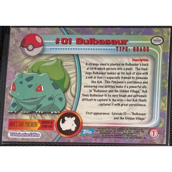 Bulbasaur (01) [Topps TV Animation Edition Series 1 (First Print)] - Just $2! Shop now at Retro Gaming of Denver