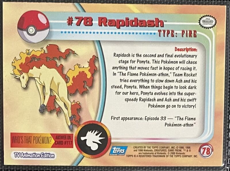 Rapidash Foil (78) [Topps TV Animation Edition Series 2] - for just $3! 