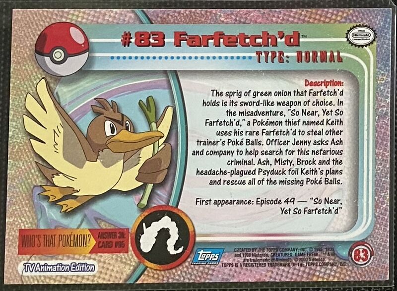Farfetch'd Foil (83) [Topps TV Animation Edition Series 2] - for just $1! 