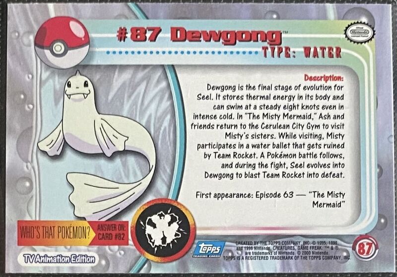 Dewgong Foil (87) [Topps TV Animation Edition Series 2] - for just $3! 