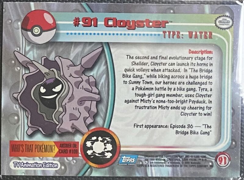 Cloyster (91) [Topps TV Animation Edition Series 2] - for just $1! 
