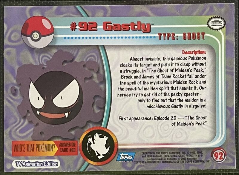 Gastly (92) [Topps TV Animation Edition Series 2] - for just $1! 