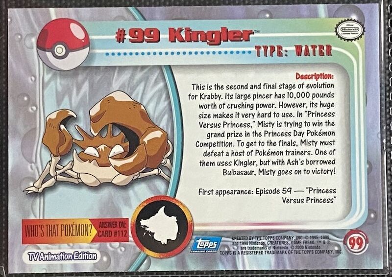Kingler (99) [Topps TV Animation Edition Series 2] - for just $1.50! 