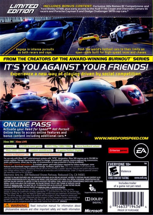 Need For Speed: Hot Pursuit [Limited Edition] – Xbox 360 (X360) - for just $7.99! 