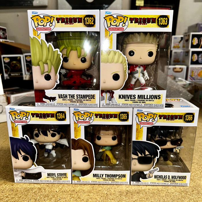 Funko Pop! Vash, Knives Millions, Wolfwood, Milly, Meryl Trigun 2023 Set Of 5 - for just $50! 