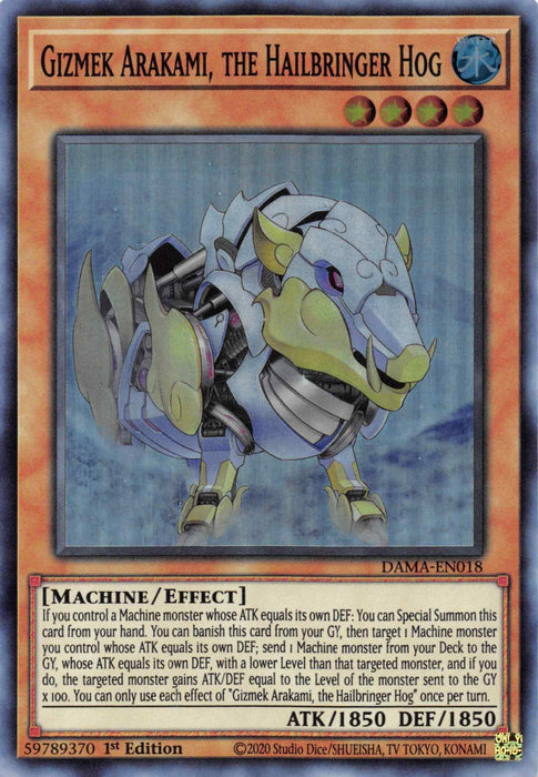 Gizmek Arakami, the Hailbringer Hog [DAMA-EN018] Super Rare - for just $0.10! 