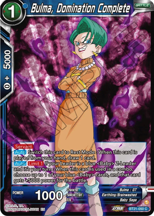 Bulma, Domination Complete (BT21-050) [Wild Resurgence] - for just $0.10! 