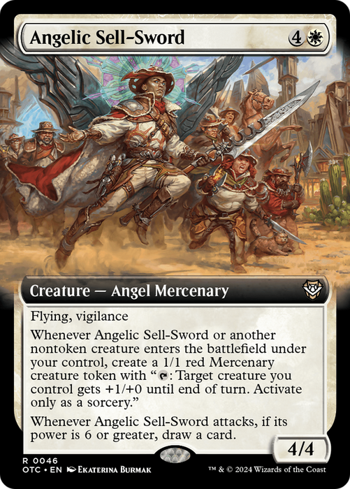 Angelic Sell-Sword (OTC-046) - Outlaws of Thunder Junction Commander: (Extended Art) - for just $0.10! 