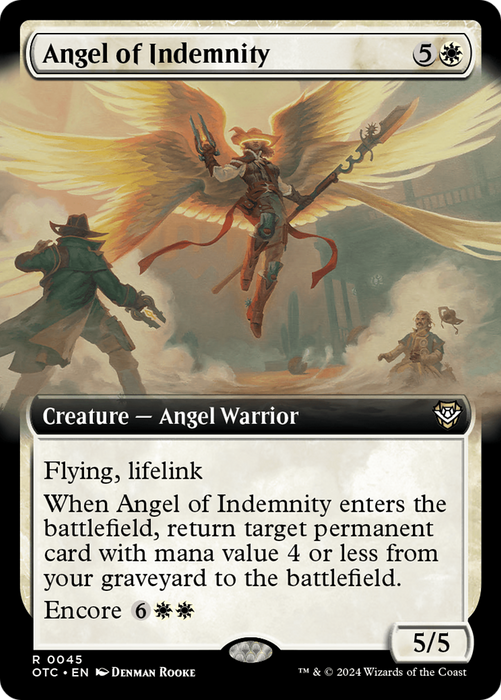 Angel of Indemnity (OTC-045) - Outlaws of Thunder Junction Commander: (Extended Art) - for just $1.44! 