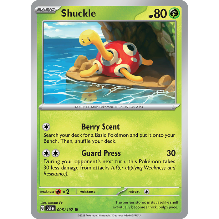 Shuckle (005/197) [Scarlet & Violet: Obsidian Flames] - Just $0.10! Shop now at Retro Gaming of Denver