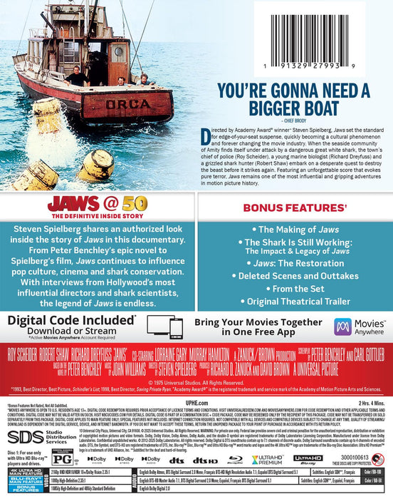 Jaws - 50th Anniversary - Limited Edition Steelbook (4K UHD + Blu-ray+ Digital) - for just $69.99! 