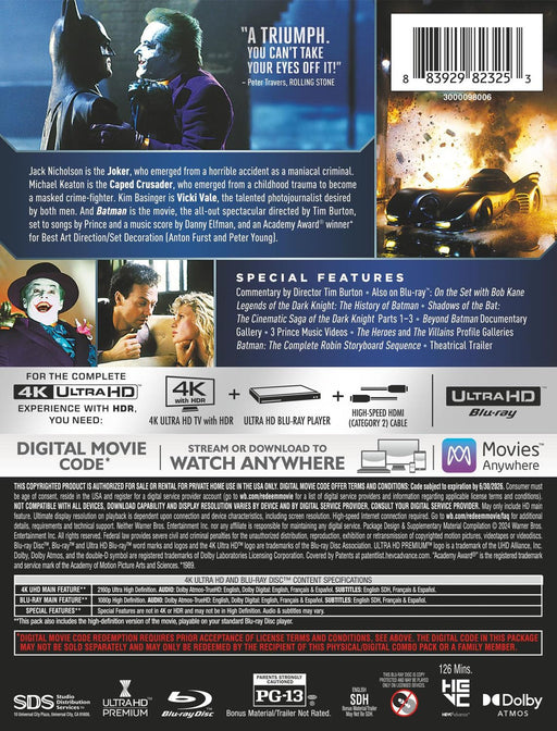 Batman (1989) Steelbook [4K Ultra HD + Blu-ray + Digital] - for just $39.99! 