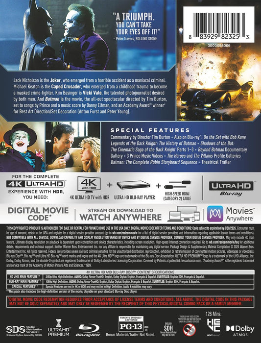 Batman (1989) Steelbook [4K Ultra HD + Blu-ray + Digital] - for just $39.99! 
