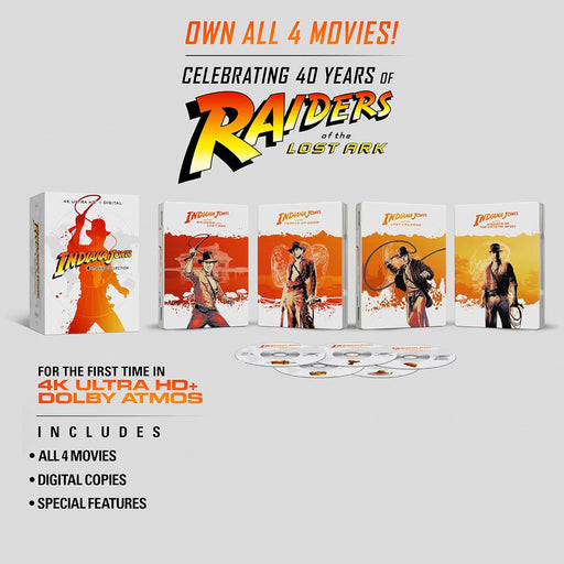 Indiana Jones 4-Movie Collection Limited Edition Steelbook [4K UHD + Digital Copy] - for just $121.99! 