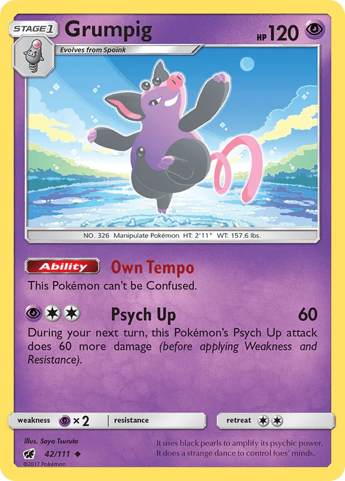 Grumpig (42/111) [Sun & Moon: Crimson Invasion] - for just $0.10! 