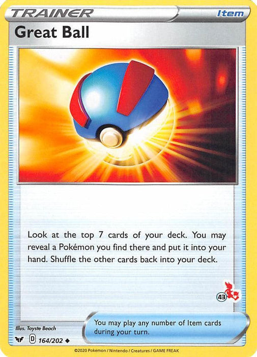 Great Ball (164/202) (Cinderace Stamp #43) [Battle Academy 2022] - for just $0.10! 