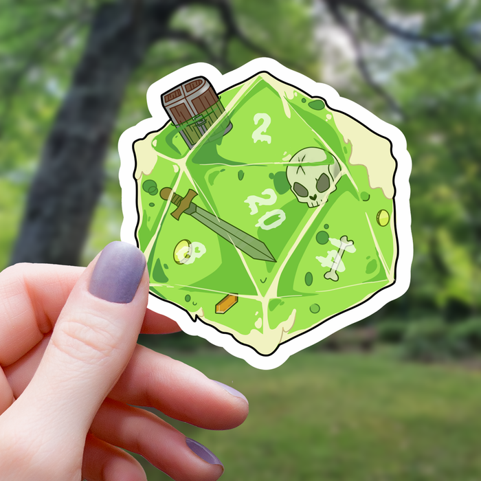 Gelatinous D20 Polyhedral Dice Monster Sticker - 3" - for just $3.50! 