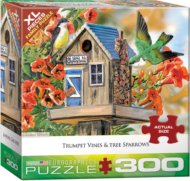 Puzzle: Family Oversize Puzzles - Trumpet Vines & Tree Sparrows by Janene Grende - for just $16.99! 