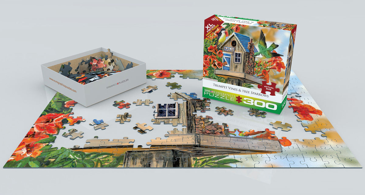 Puzzle: Family Oversize Puzzles - Trumpet Vines & Tree Sparrows by Janene Grende - for just $16.99! 
