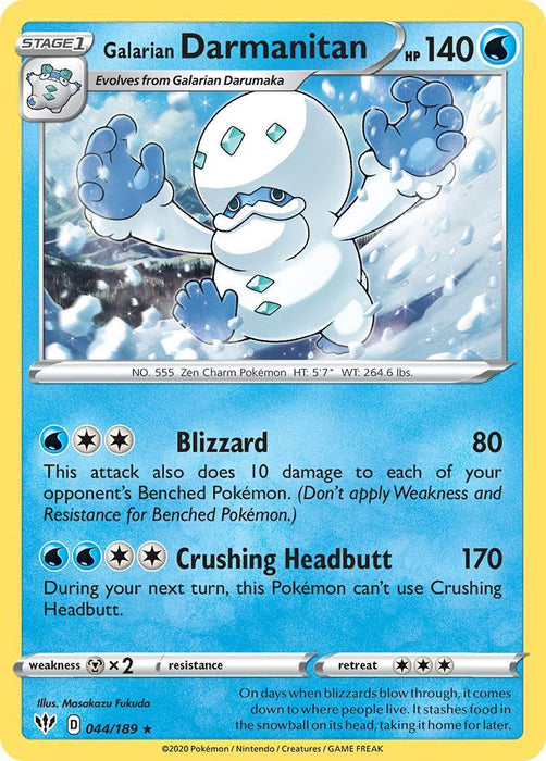 Galarian Darmanitan (044/189) (Cracked Ice Holo) (Theme Deck Exclusive) [Sword & Shield: Darkness Ablaze] - for just $1! 