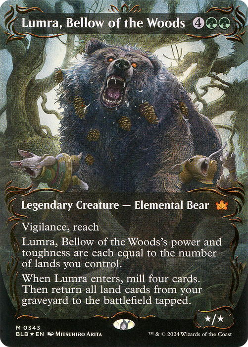 Lumra, Bellow of the Woods (BLB-343) - Bloomburrow: (Showcase) (Borderless) Foil - for just $197.03! 