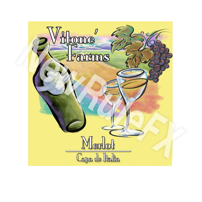 Merlot Wine Bottle Single Self Adhesive Label - License and Royalty Free for Film Use - for just $3! 