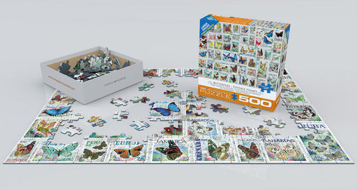 Puzzle: Variety 500 Pieces - Butterflies Vintage Stamps - for just $16.99! 