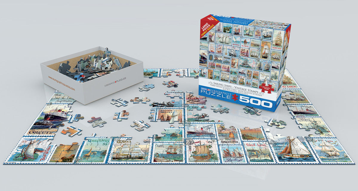 Puzzle: Variety 500 Pieces - Sailing Ships Vintage Stamps - for just $16.99! 