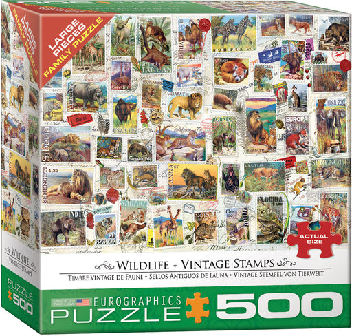 Puzzle: Variety 500 Pieces - Wildlife Vintage Stamps - for just $16.99! 