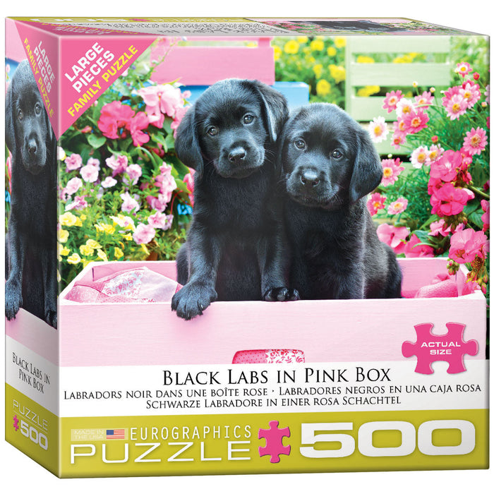 Puzzle: Variety 500 Pieces - Black Labs in Pink Box - for just $16.99! 