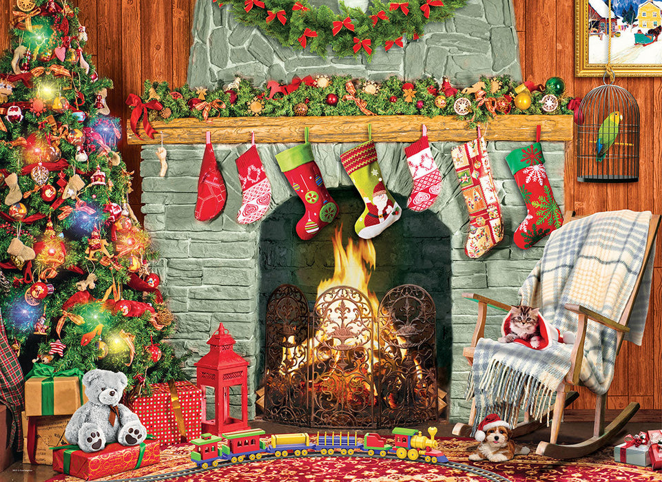 Puzzle: Family Oversize Puzzles - Christmas by the Fireplace - for just $16.99! 