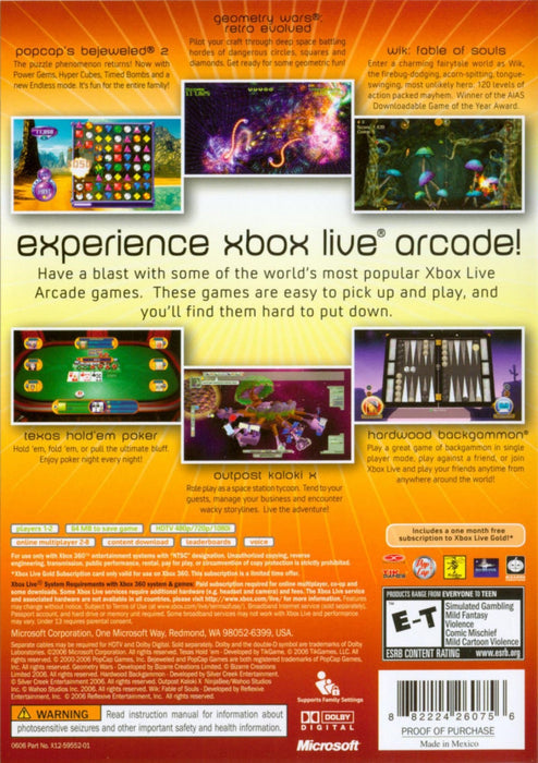 Xbox Live Arcade Unplugged: Volume 1 – Xbox 360 (X360) - for just $6.99! 