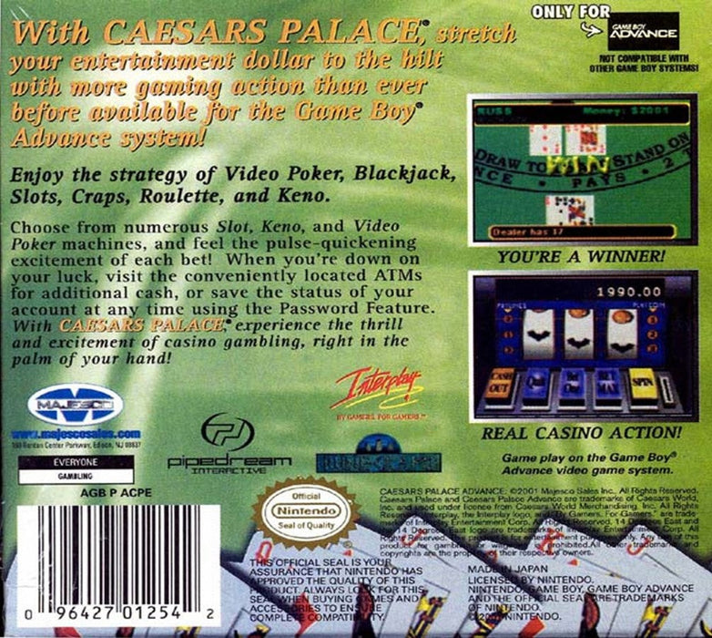 Caesar's Palace Advance – Game Boy Advance (GBA) - for just $3.99! 