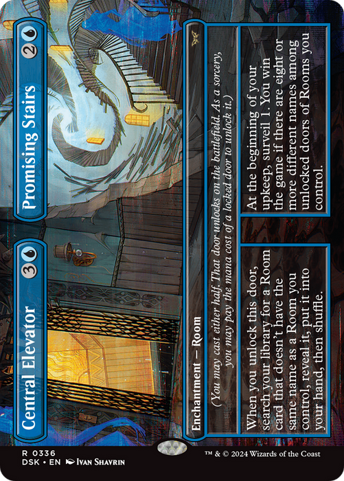 Central Elevator // Promising Stairs (DSK-336) - Duskmourn: House of Horror (Borderless) Foil - for just $0.17! 