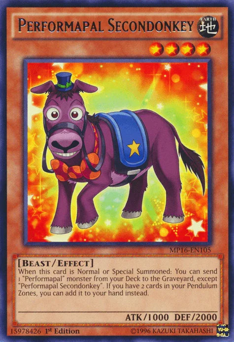 Performapal Secondonkey [MP16-EN105] Rare - for just $0.15! 