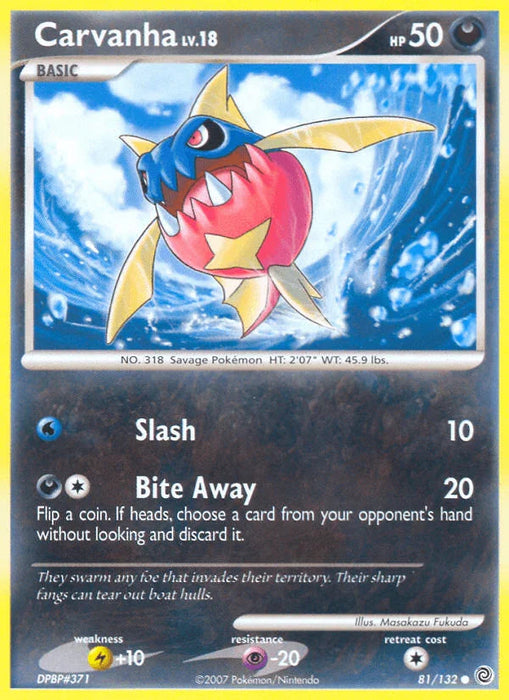 Carvanha (81/132) [Diamond & Pearl: Secret Wonders] - for just $0.15! 