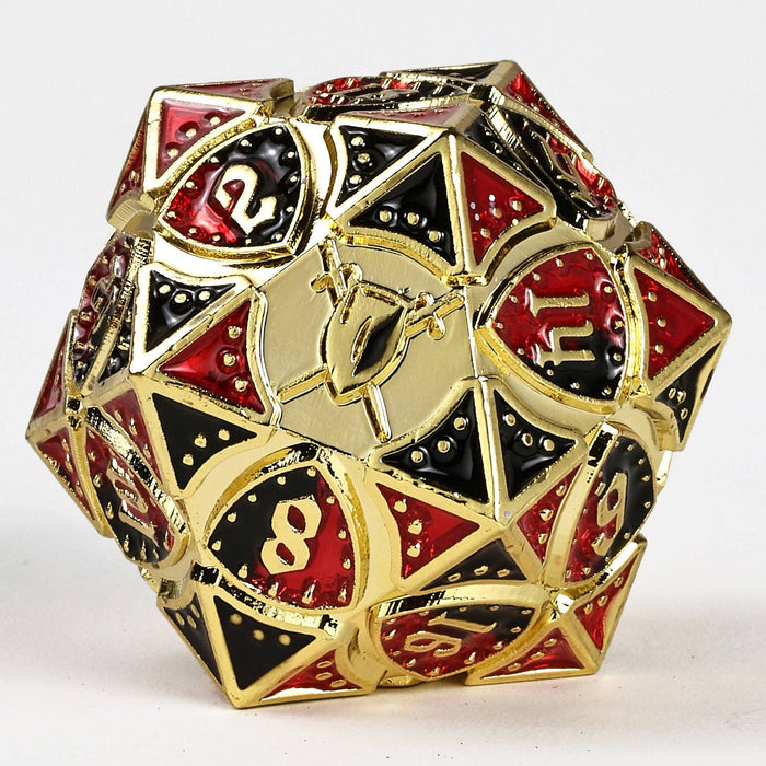Solid Metal Fighter Class RPG Dice Set - Gold w/ Red & Black - for just $39.99! 