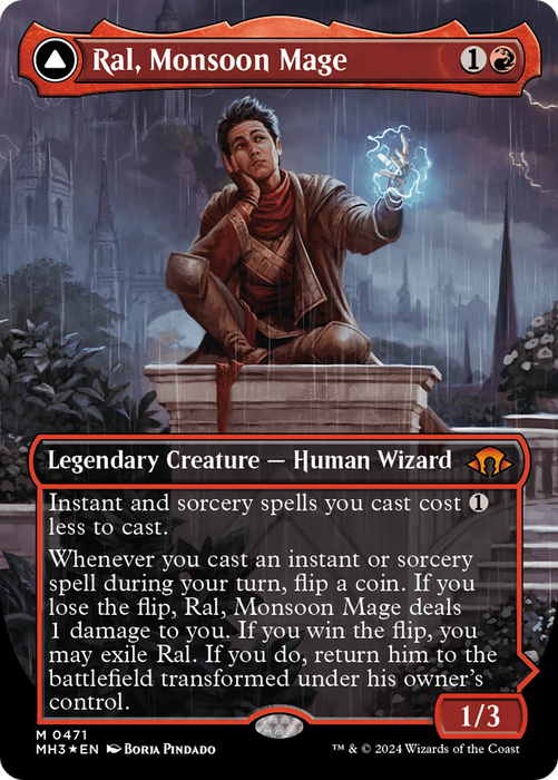 Ral, Monsoon Mage // Ral, Leyline Prodigy (Borderless) (Textured Foil) [Modern Horizons 3] - Just $4.50! Shop now at Retro Gaming of Denver