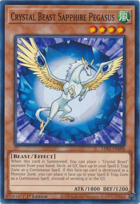 Crystal Beast Sapphire Pegasus [LDS1-EN098] Common - for just $0.10! 