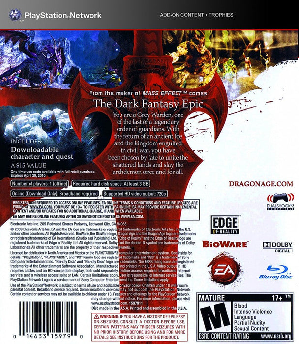 Dragon Age: Origins – PlayStation 3 (PS3) - for just $9.99! 