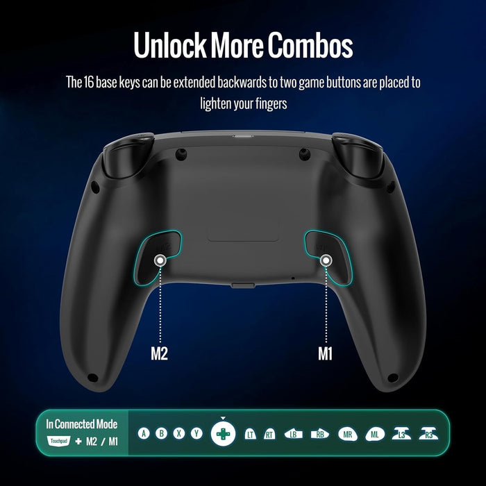 LED Wireless Gaming Controller for PS5 Pro Slim and PC, Hall Effect Joysticks and Triggers, RGB Lighting with 4 Modes, Macro Support, 6-Axis Motion Control, Dual Vibration, 3.5mm Audio Jack, Black and Blue - for just $99.42! 