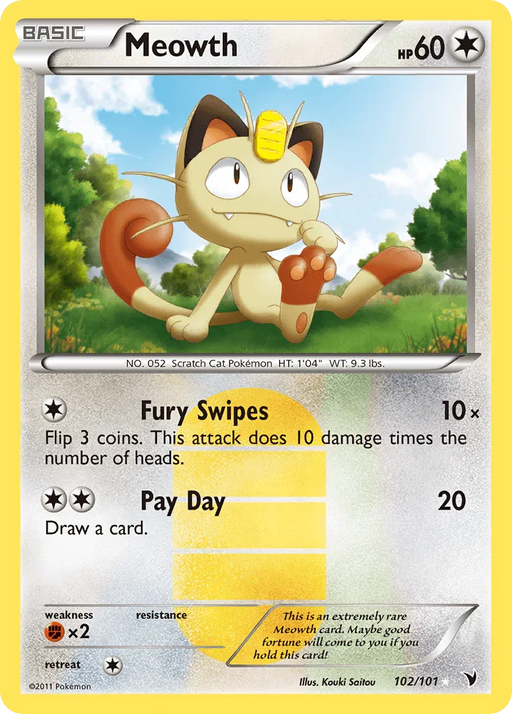 Meowth (102/101) [Black & White: Noble Victories] - for just $36.95! 