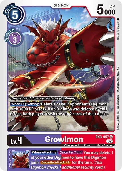 Growlmon [EX3-057] [Revision Pack Cards] - Just $0.70! Shop now at Retro Gaming of Denver