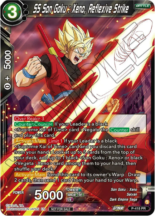 SS Son Goku: Xeno, Reflexive Strike (Zenkai Series Tournament Pack Vol.1) (P-418) [Tournament Promotion Cards] - for just $2! 