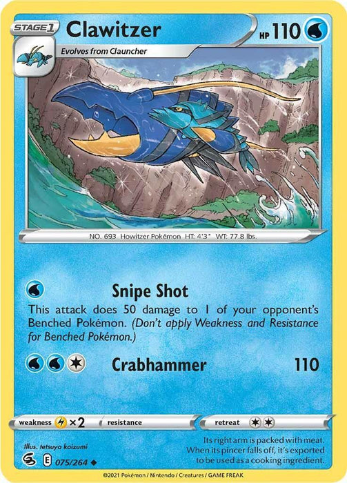 Clawitzer (075/264) [Sword & Shield: Fusion Strike] - for just $0.10! 