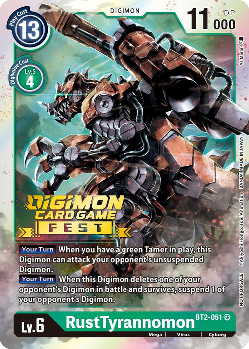 RustTyrannomon [BT2-051] (Digimon Card Game Fest 2022) [Release Special Booster Promos] - Just $0.15! Shop now at Retro Gaming of Denver