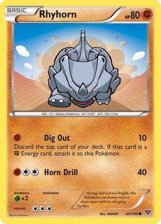 Rhyhorn 060/146 - XY Base Set Reverse Holofoil - for just $0.23! 
