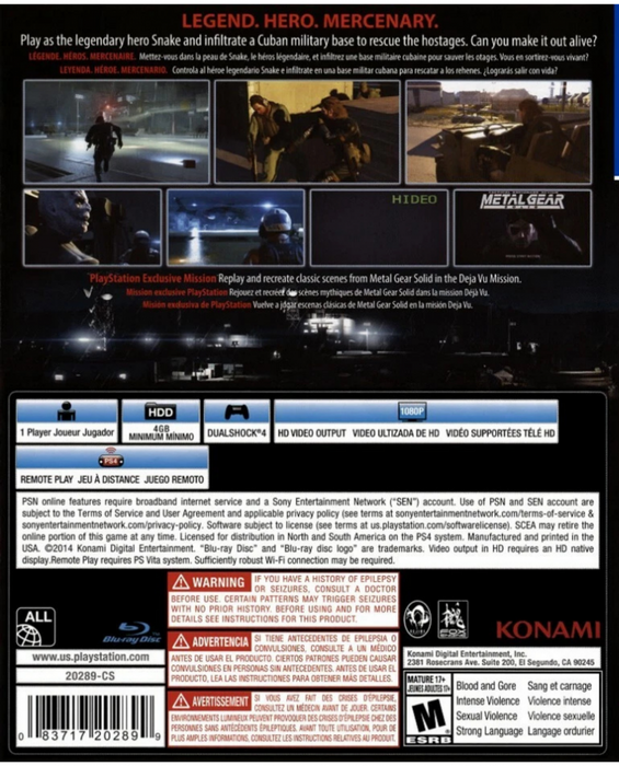 Metal Gear Solid V: Ground Zeroes – PlayStation 4 (PS4) - for just $11.99! 