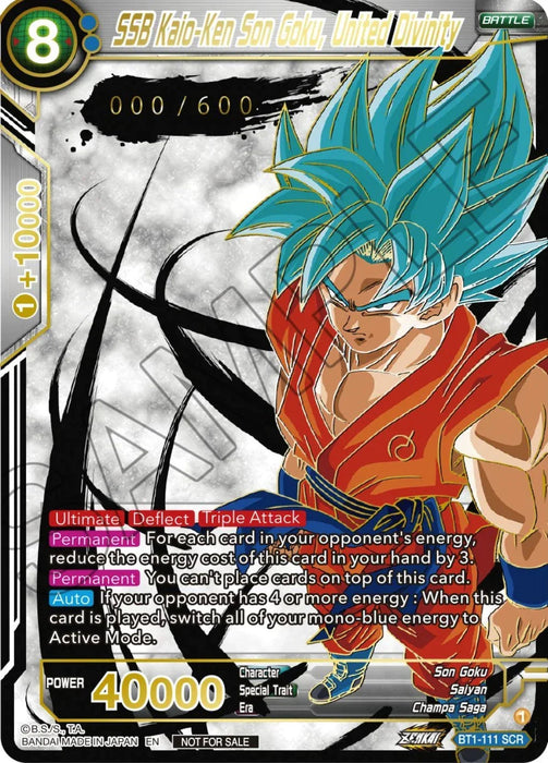 SSB Kaio-Ken Son Goku, United Divinity (Zenkai Cup Top 16) (Serial Numbered) (BT1-111) [Tournament Promotion Cards] - for just $400! 