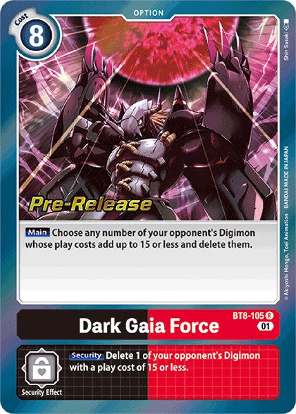 Dark Gaia Force [BT8-105] [New Awakening Pre-Release Cards] - Just $0.20! Shop now at Retro Gaming of Denver